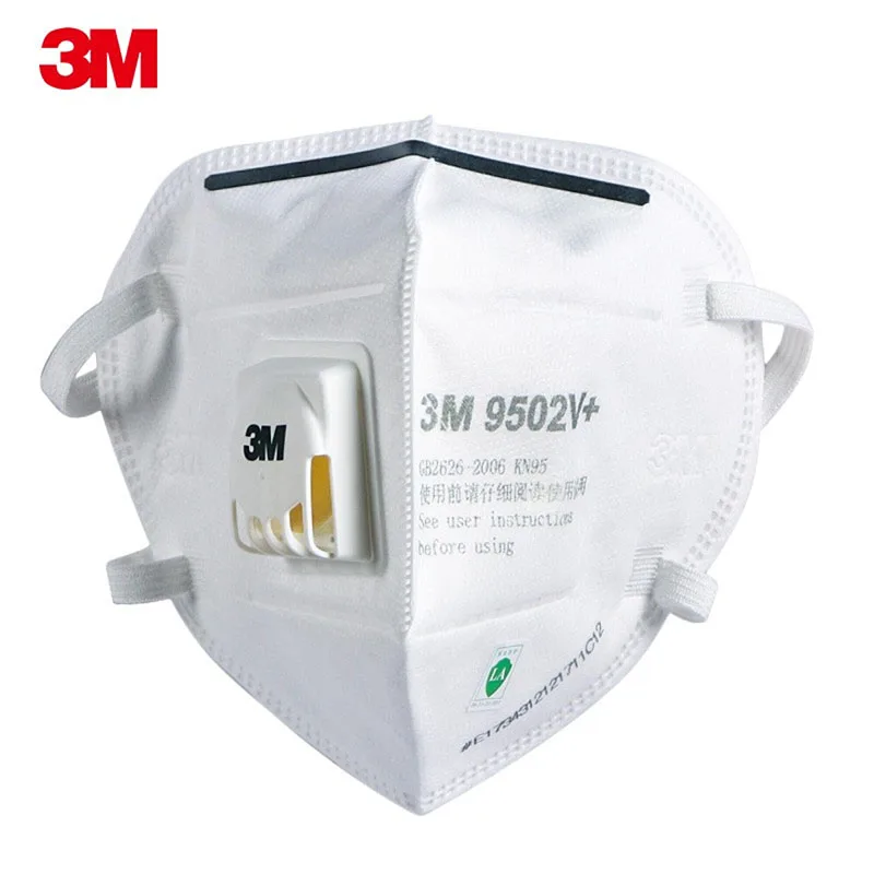 Маска 3M 9502 в + KN95 с головным креплением клапаном респиратор для частиц и пыли