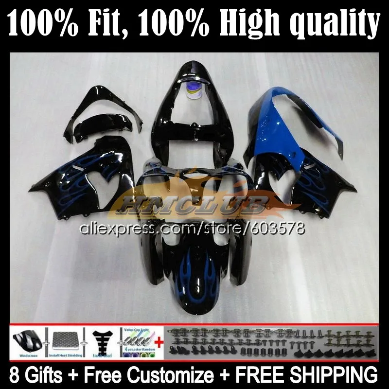 

OEM Body For KAWASAKI NINJA ZX9 ZX 9R 9 R 900CC ZX9R 02 03 119CL.98 ZX900 900 CC ZX-9R 2002 2003 Injection Fairing Blue Flames