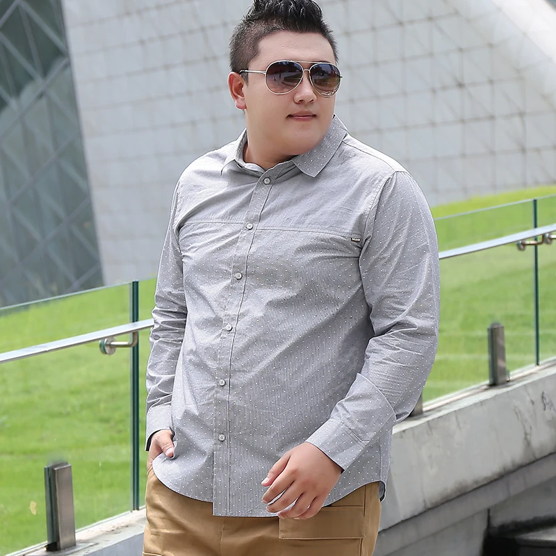 100% хлопок мужская рубашка большого размера на пуговицах плюс блуза с длинным