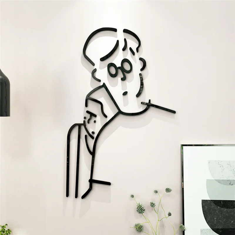 Простая черная настенная наклейка милая мультяшная для столовой Настенная