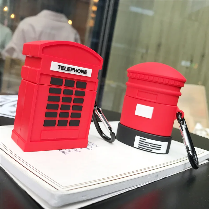 Feiseli милый красный телефонный стенд Postbox силиконовые Airpods 1 2 Наушники защитный