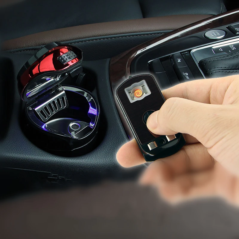 Hot Automobile Car Ashtray Smoking Lighter Trash Can Cigar Cigarette Multifunction Electronic with LED Light | Автомобили и