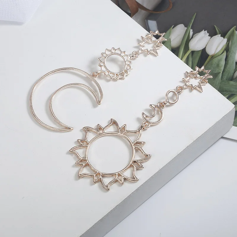 Женские серьги богемные полые луна солнце Assymetric висячие для