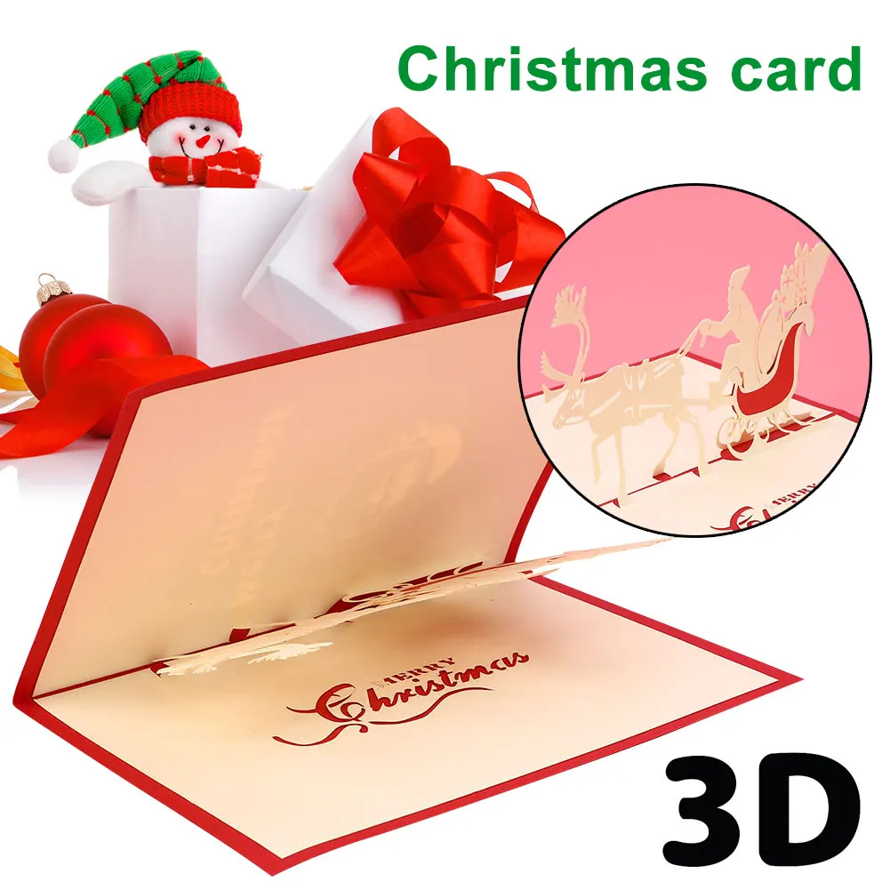 Рождественский подарок 3D открытки Diy открытка всплывающая s новогодние подарки
