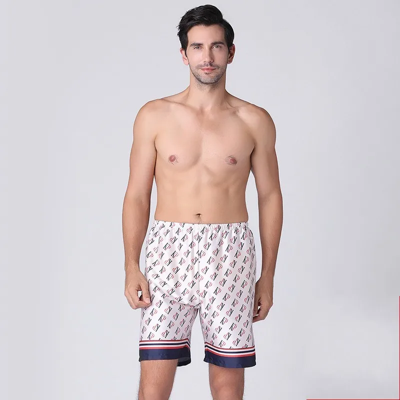 Летняя мужская атласная одежда для сна с принтом Ночное нижнее белье боксеры