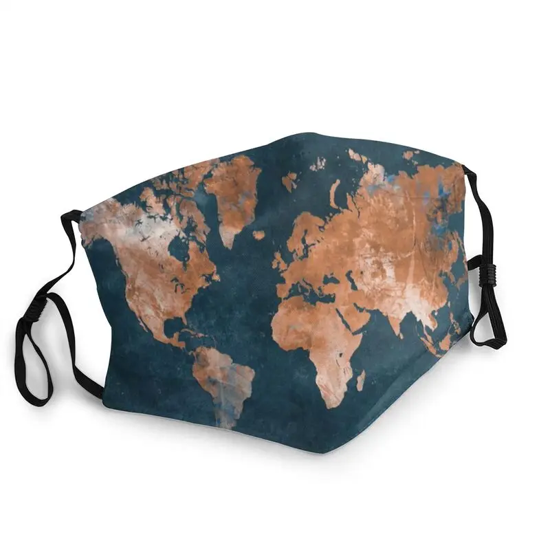 

World Map Mask Anti Haze Dustproof Reusable Worldmap Face Mask Protection Cover Unisex Respirator Mouth Muffle