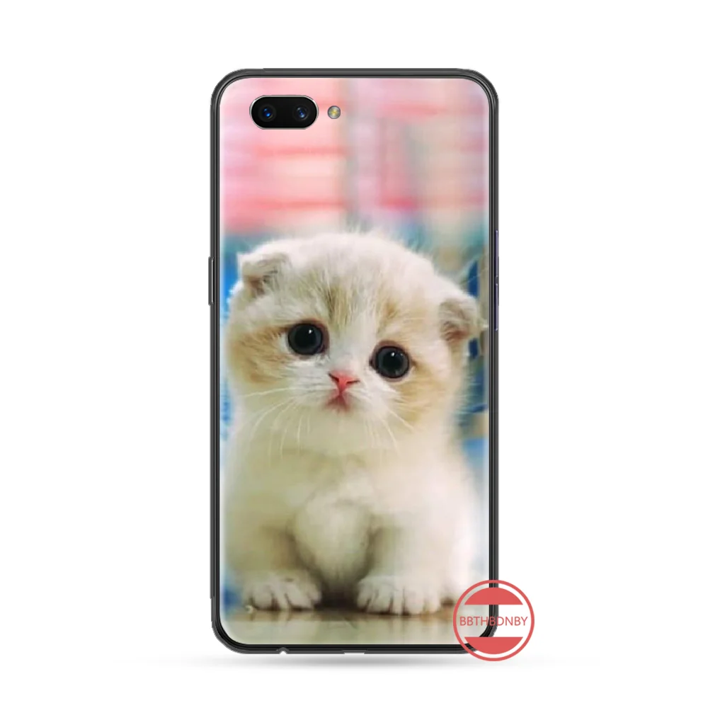 Единорог кошка чехол черный мягкий для телефона из ТПУ OPPO F9 K1 A77 F3 RENO F11 A5 A9 2020 A73S R15