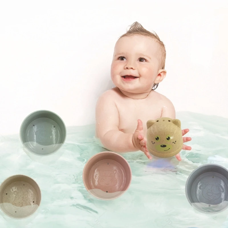 Beach Toy Sand Play Set Interactive Water Toys Hourglass Stacking Cup for Swimming Pool Bathroom Sandpit Infant 6M+ Gift