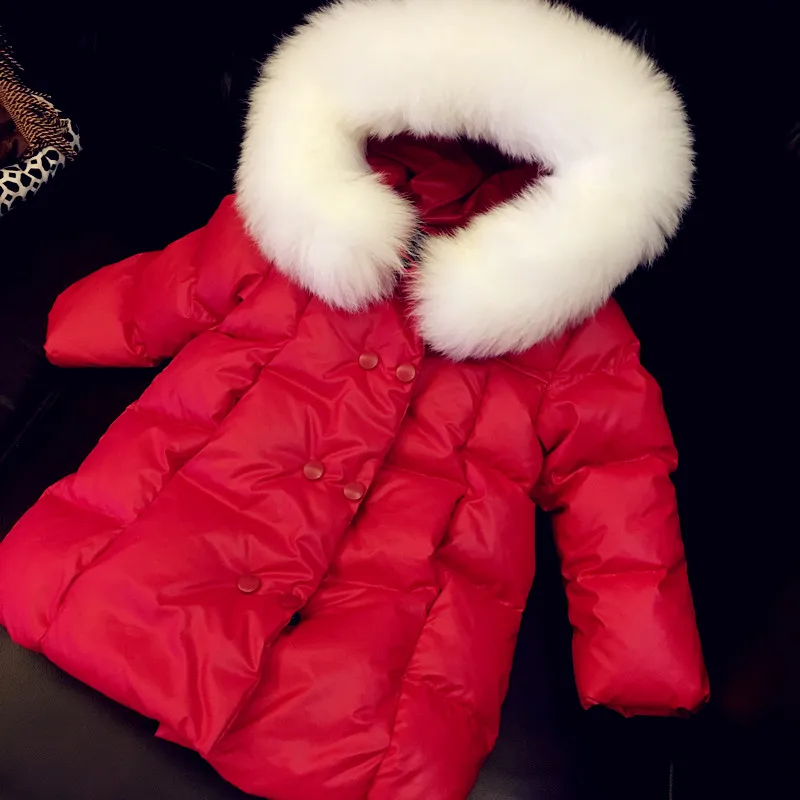 Новый длинный белый пуховик для девочек детская зимняя одежда воротник из