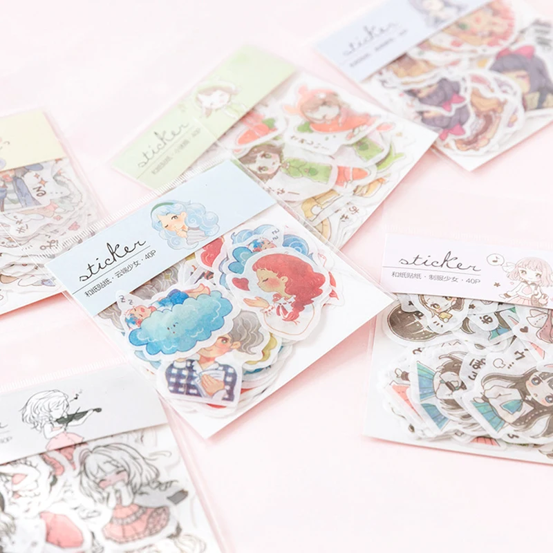 

Creative Alien-Shaped Washi Paper Sticker Pack Girl Series Hand Account Scrapbooking Album Article Decorative Sealing Stickers