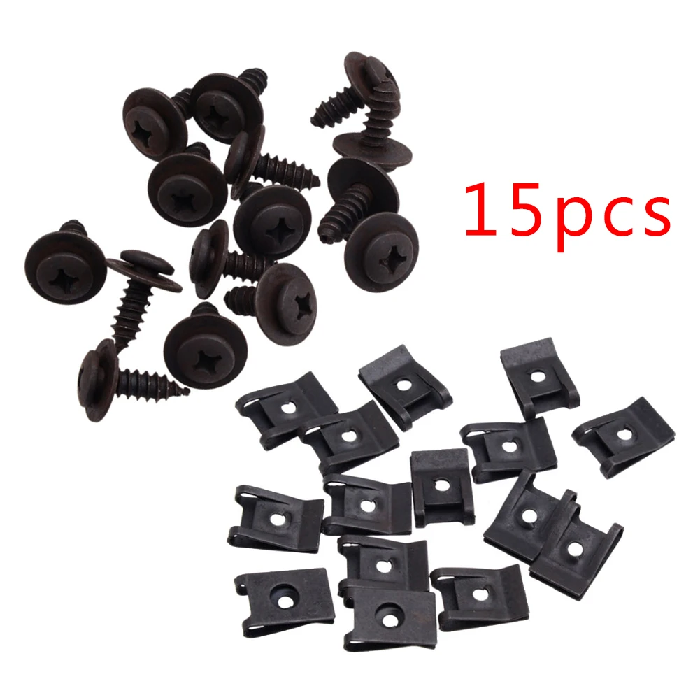 

Bumper U-type Clips Car Black Fender Metal Replacement Side Skirts Spring Trim Panel