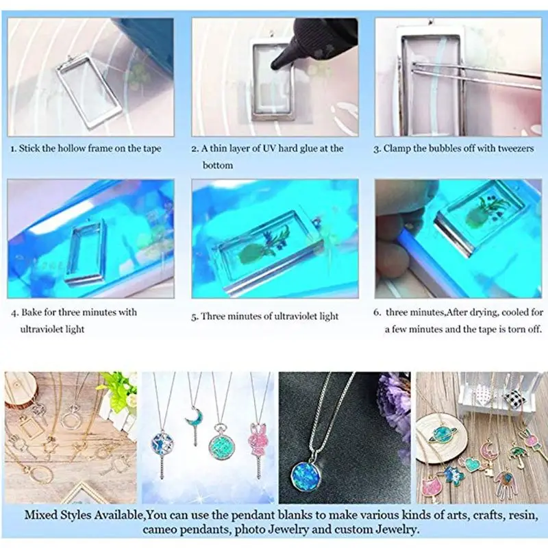 

5Pcs Gold Bulb Resin Blank Frame Pendant Open Bezel Setting Resin Jewelry Making