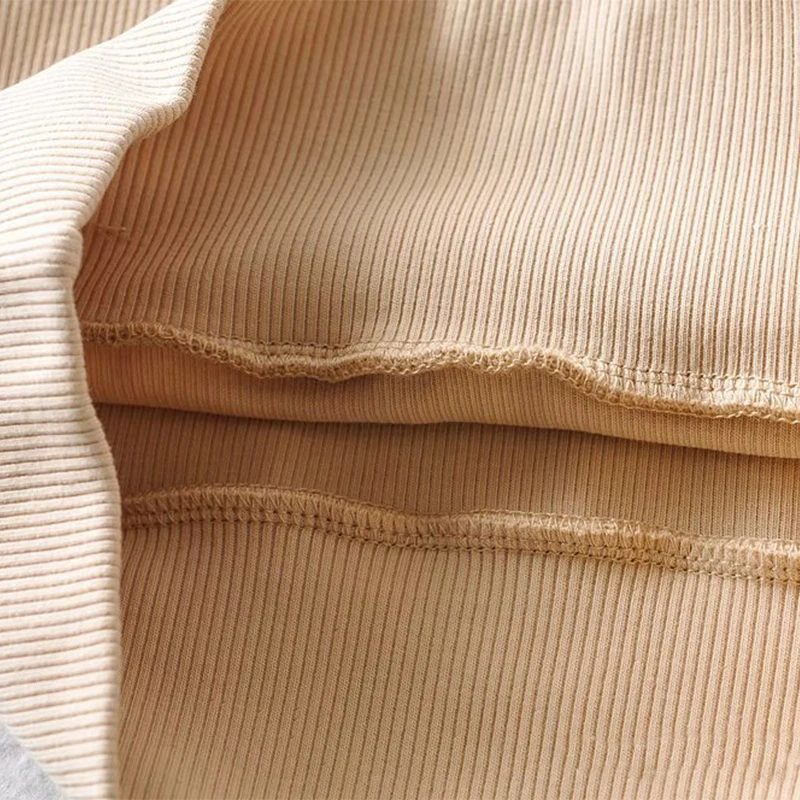 

Strethy Crop T Shirt Autumn Slim Long Sleeved Thick T Shirts Women O Neck Ribbed Tops Casual Solid Cotton Short Top