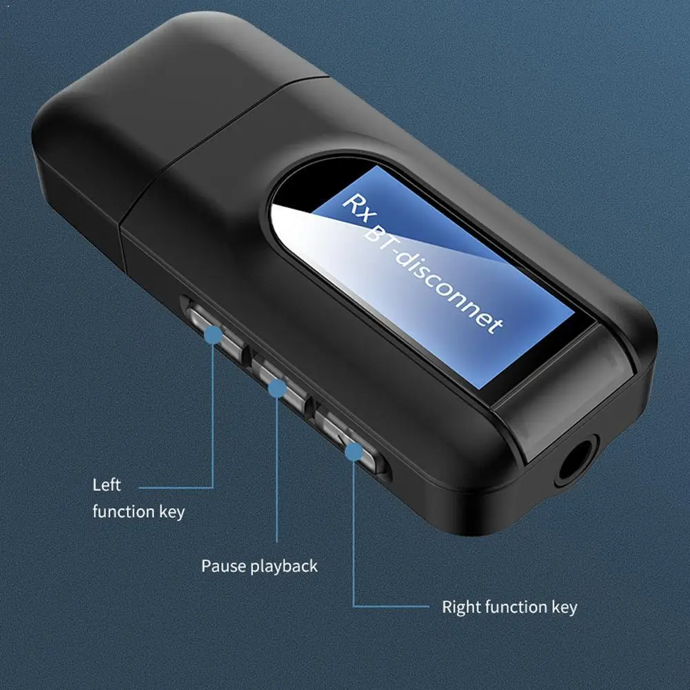 Adaptador Bluetooth 5,0, transmisor inalámbrico con pantalla LCD, USB, Audio, música, coche,...