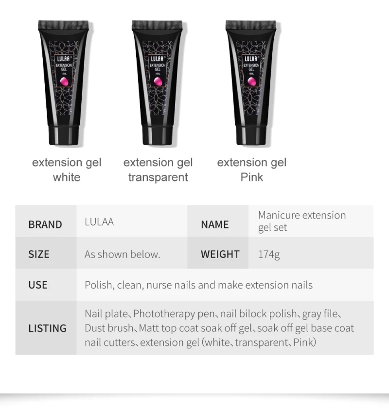 

Manicure Set UV Gel Set Nail Gel Kit Acrylic Nails Kit Nail Art Set Crystal Quick Building UV Gel For Nail Extension With Lamp