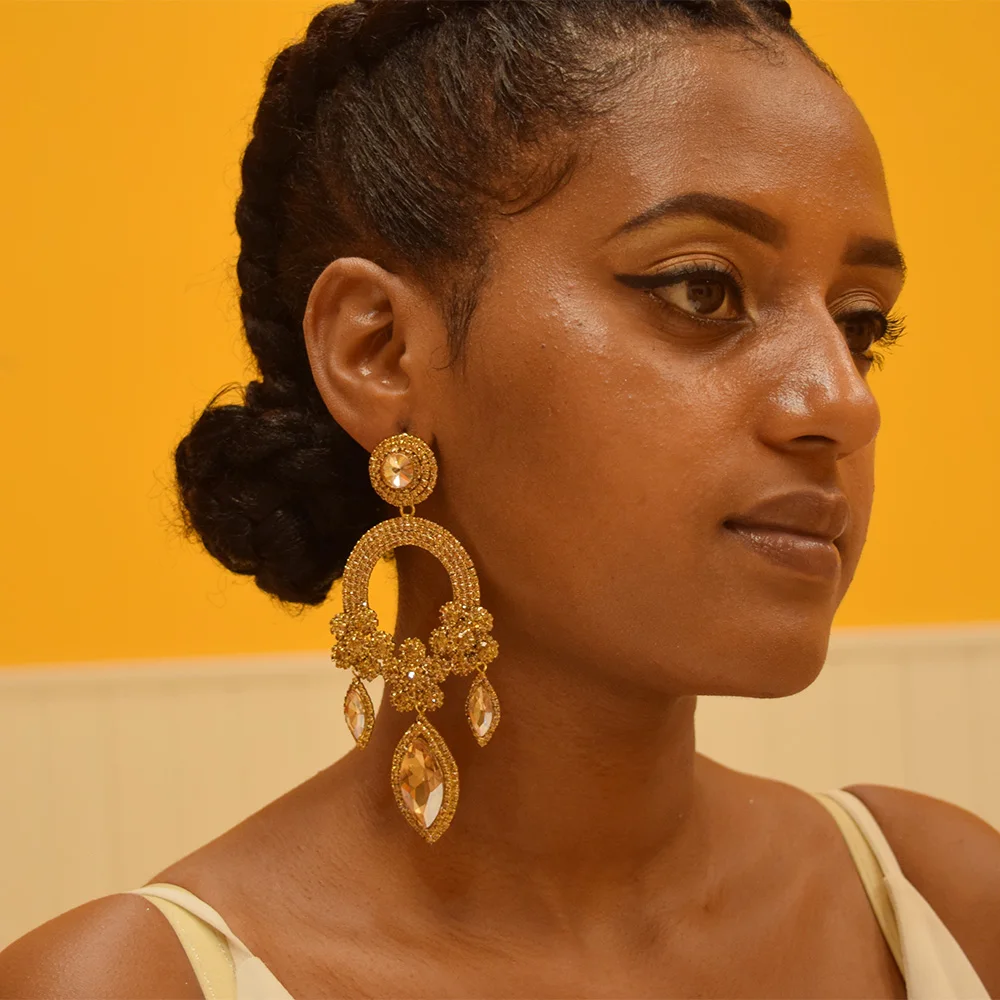 Изысканные стразы Кристальные цветы Роскошные Длинные серьги-подвески