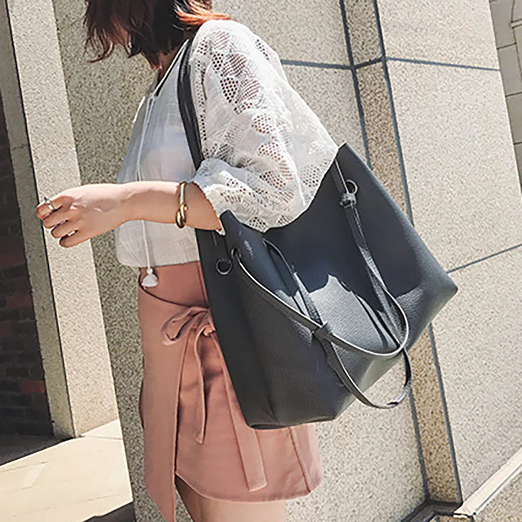 Сумка-мессенджер женская большая сумка на плечо модная кожаная двухсекционная