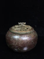 chinese folk collection old bronze cinnabar lacquer bamboo joint hollow out incense burner office ornaments town house exorcism