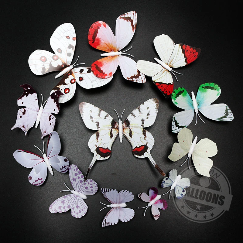 

12pcs/set Mixed Double Deck 3D Simulation Butterfly Mall Wedding Birthday Party Room Hanging Decoration Kindergarten Home Layout