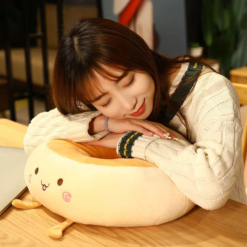 

38X38X13cm Toast Bread Cushion Office Futon Thicken Butt Cushion Student Pillow Plushie Dual-use Nap Pillow Sandwich Cushion