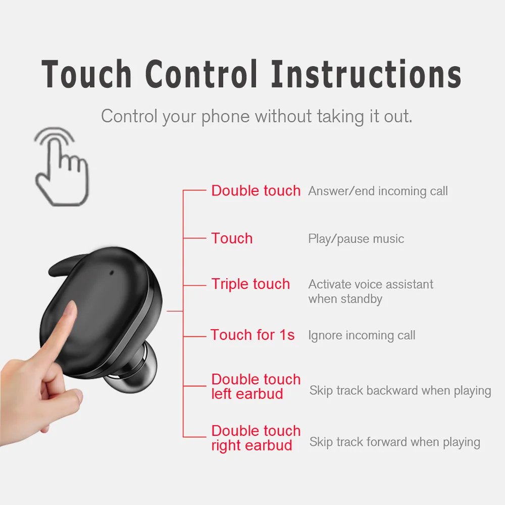 

TWS Headset Bluetooth Earphone Handfree Wireless Headphones With MIC Gaming Accessories Long Standby Music Sport Earbuds