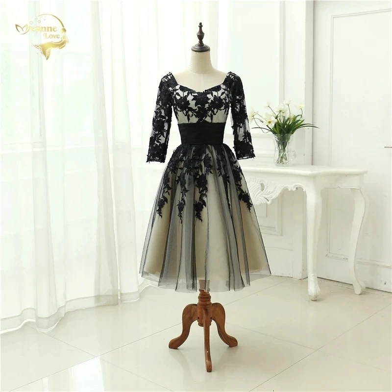 2021 свадебное пляжное платье черный/кружевное Тюлевое шампанское 3/4 с длинным