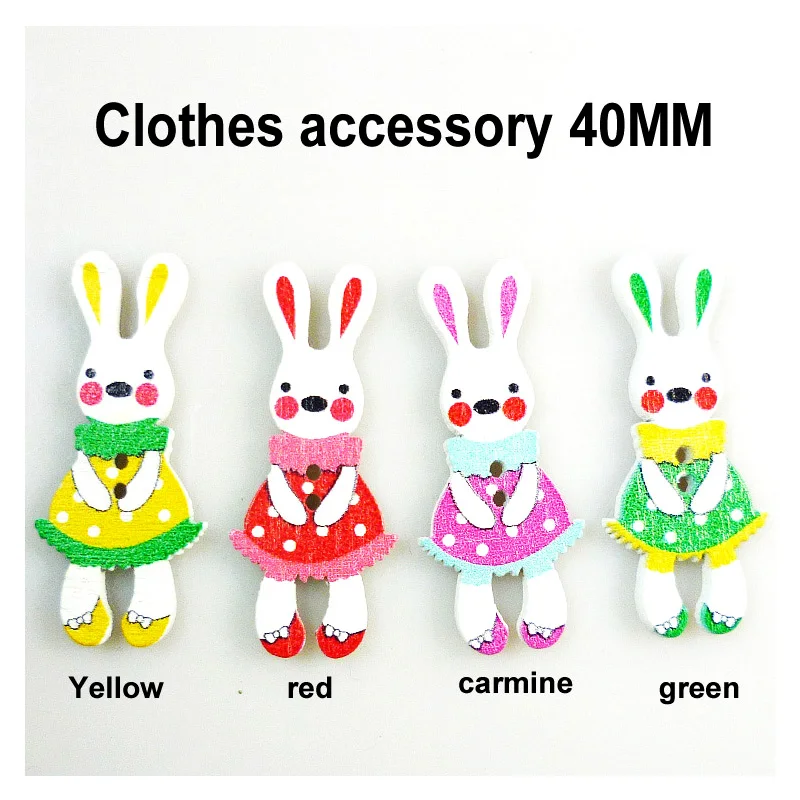 

50PCS Rabbit Buttons Garment 2 Holes Cartoons Wood Sewing Scrapbook Charms WCF-078x