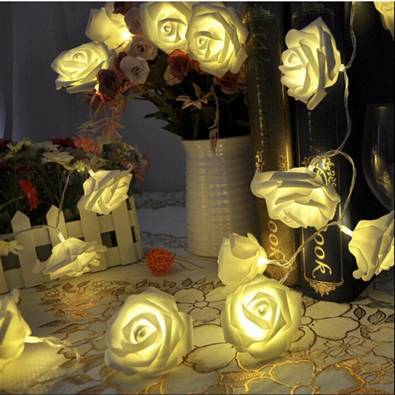 

2M batterie LED knstliche rose blume urlaub seil lichter fr hochzeit Valentine party dekoration girlande liebhaber geschenk gar