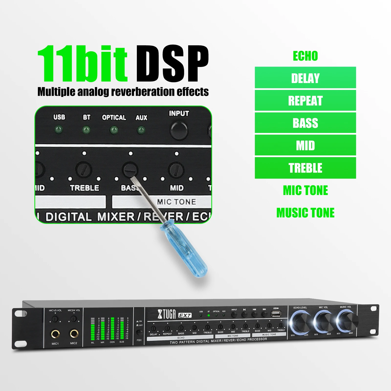 XTUGA 11 бит DSP аудио цифровой процессор с Bluetooth профессиональный эффект KTV