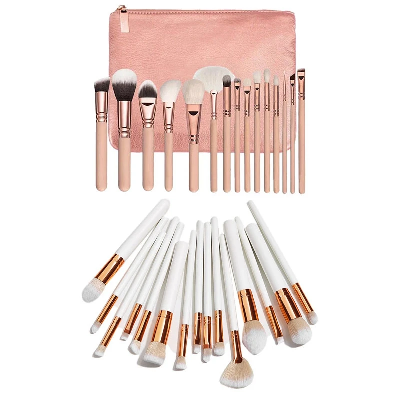 

2 набора кистей для макияжа глаз, косметические инструменты для основы, пудры, теней, косметические инструменты, белый и розовый