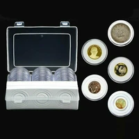 30pcs transparent plastic coin holder commemorative coin protection box with inner cushion storage box silver dollar protection