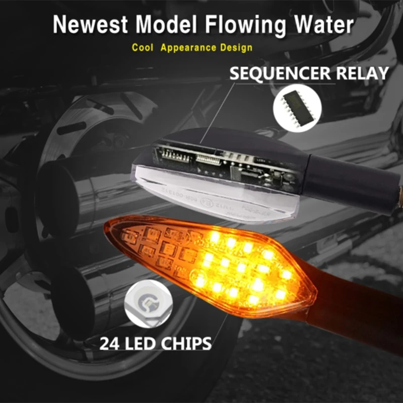 

4PCS Motorcycle Turn Signals Light Flowing Water Flashing Light 20LED Motorcycle Blinker Waterproof Tail Signal