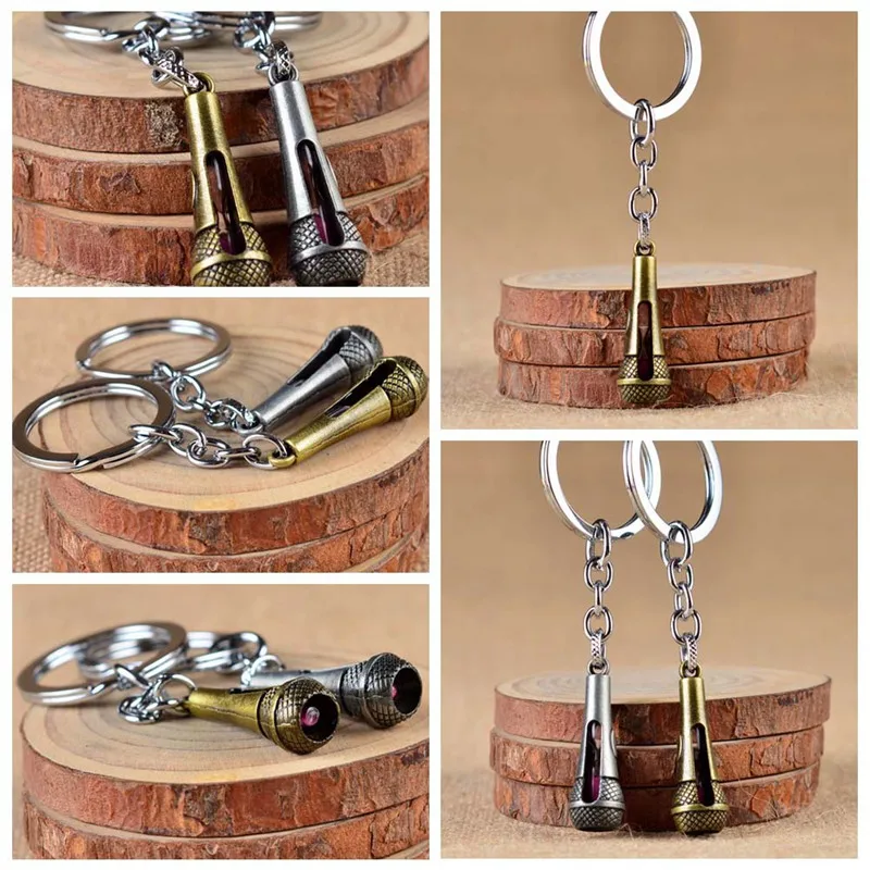 Горячая Певица микрофон струнные брелки креативный металлический сплав