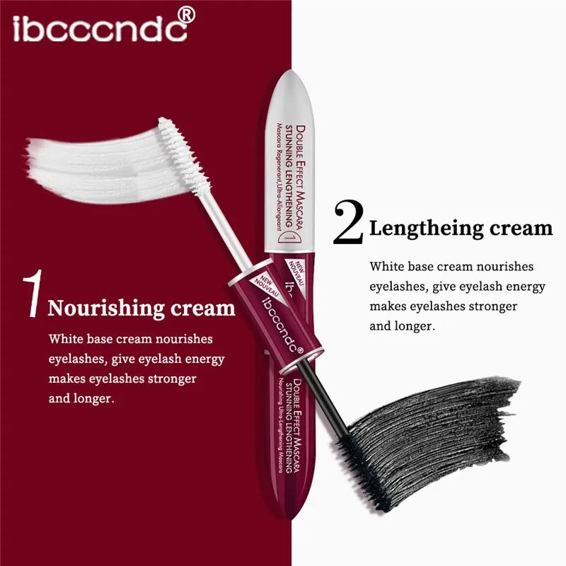 New Double Headed 4D Curly Mascara Cream White Black Smudgeproof Silk Fiber Makeup Eyelash Extension Waterproof Women Cosmetics |