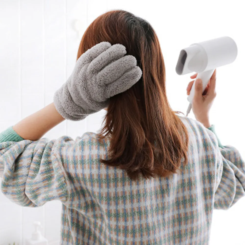 

Coral Velvet Five Fingers Quick And Quick Dry Hair Absorbent Gloves Super Absorbent Thickening Hair Drying Towel