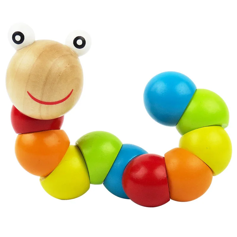 

1pcs Colorful Insects Kids Educational Wooden Toys Baby Children Fingers Flexible Training Science Twisting Worm Toys for Kids