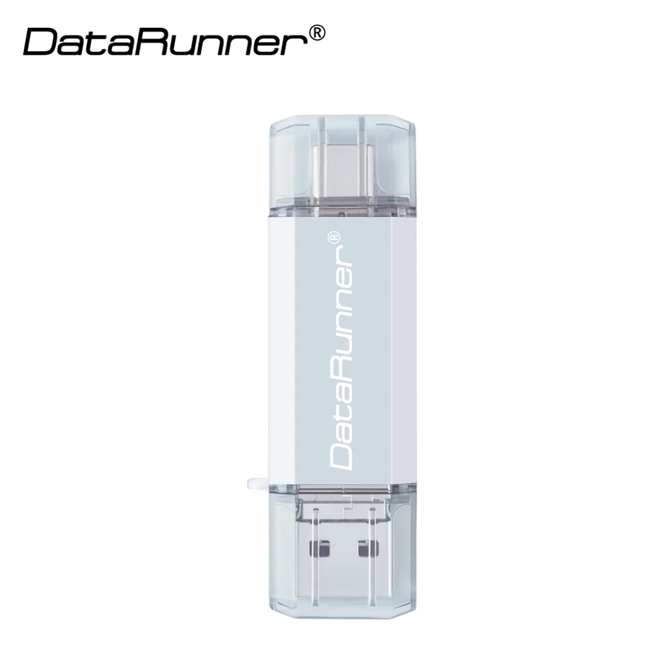 Серебристый DataRunner USB флэш-накопитель 3 в 1 USB3.0& type-C& Micro USB OTG флеш-накопитель 16 ГБ 32 ГБ 64 Гб 128 ГБ 256 ГБ Флешка USB карта памяти - Цвет: Серебристый