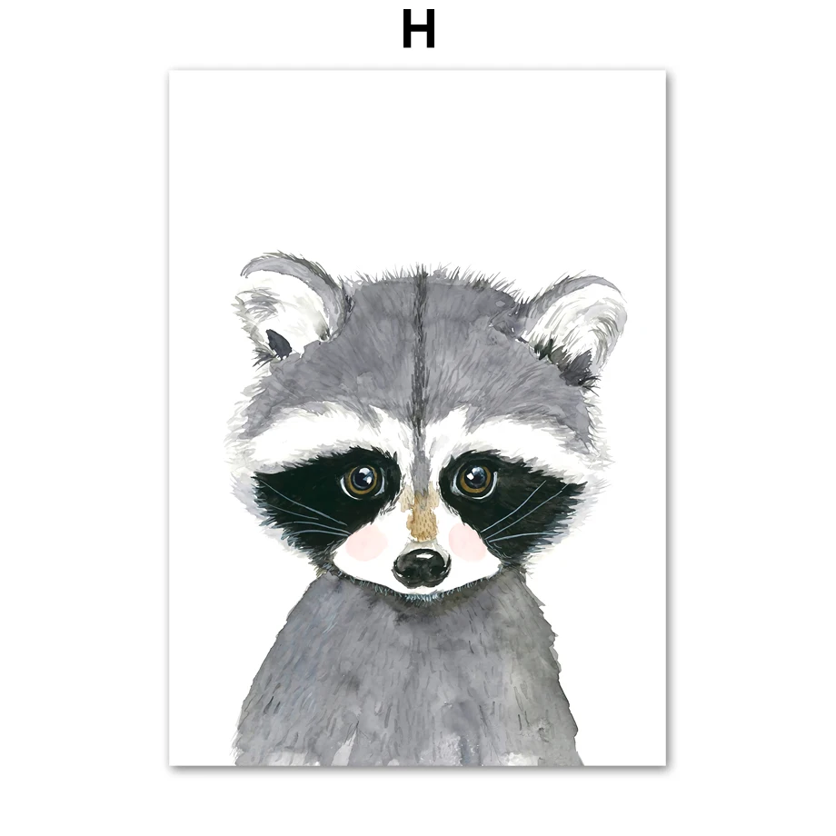 Слон Зебра лиса кролик медведь Сова Жираф настенные художественные