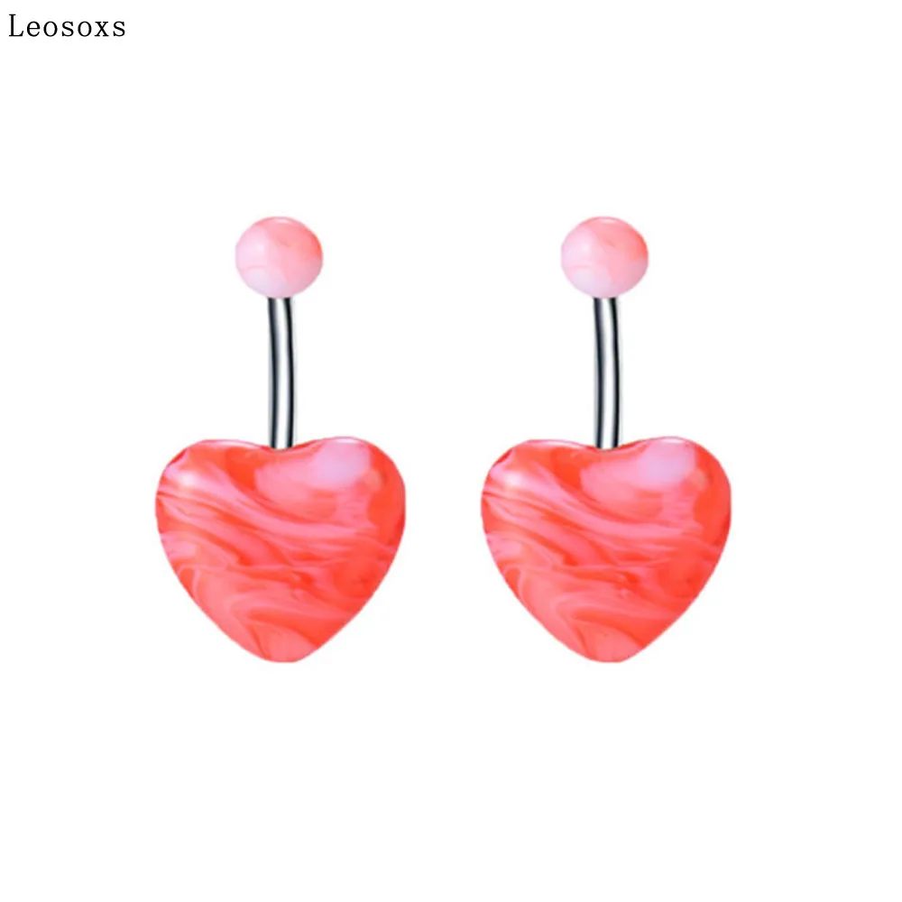 

Leosoxs 9 Pcs Acrylic Heart-shaped Belly Button Nail European and American Sexy Body Piercing Jewelry