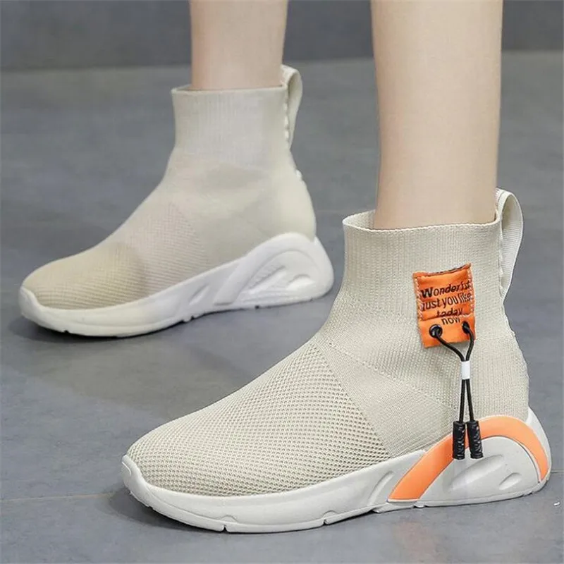 Кроссовки женские вязаные дышащие спортивные ботинки носки с прострочкой