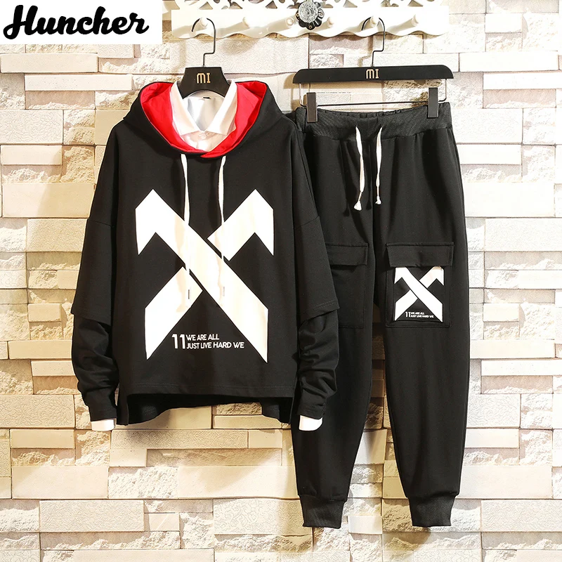 Мужской спортивный костюм Huncher модные спортивные костюмы в стиле хип хоп уличная
