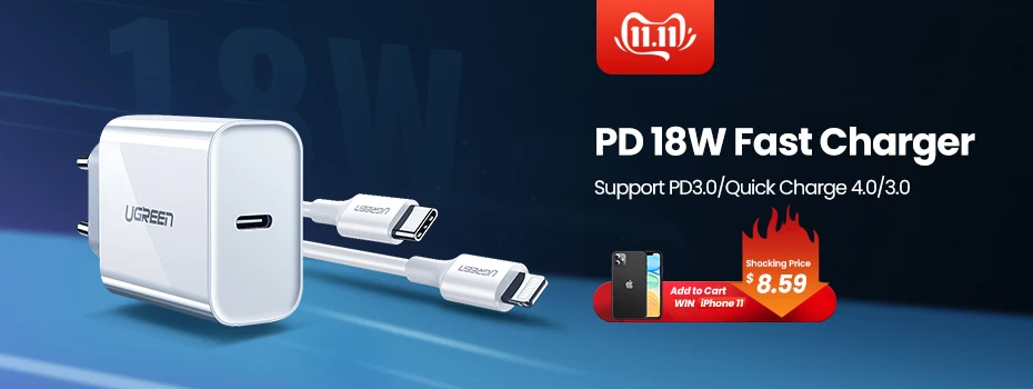 Ugreen Телефона Qualcomm Быстрая Зарядка 3.0 18 Вт Быстрое Зарядное Устройство USB(быстрая Зарядка 2.0 Совместимый) для Samsung Xiaomi 5 Huawei lg