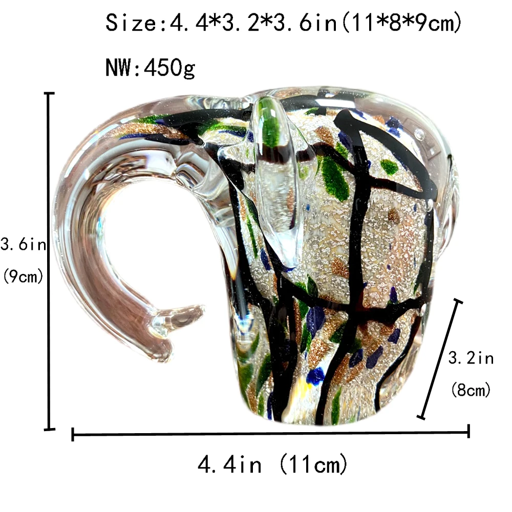 

Crystal Glass Elephant Figurines Hand Blown Animal Table Ornament Sculpture Wild Life Handmade Craft Art Home Decor Gift