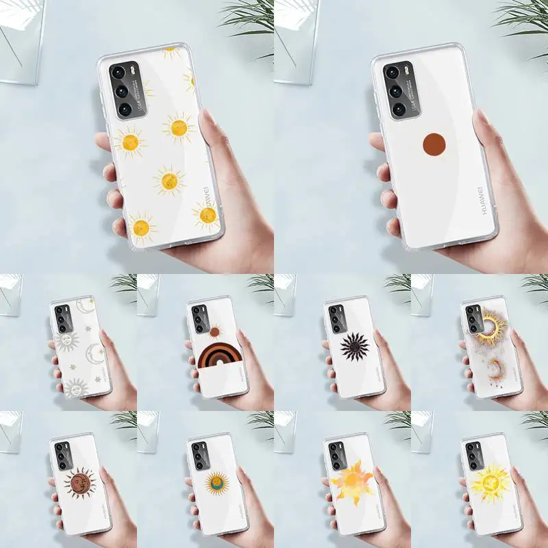 

Star moon sun tarot Phone Case Transparent For Huawei MATE P 40 30 20 10 pro plus lite X 5G Soft TPU Clear Mobile bags