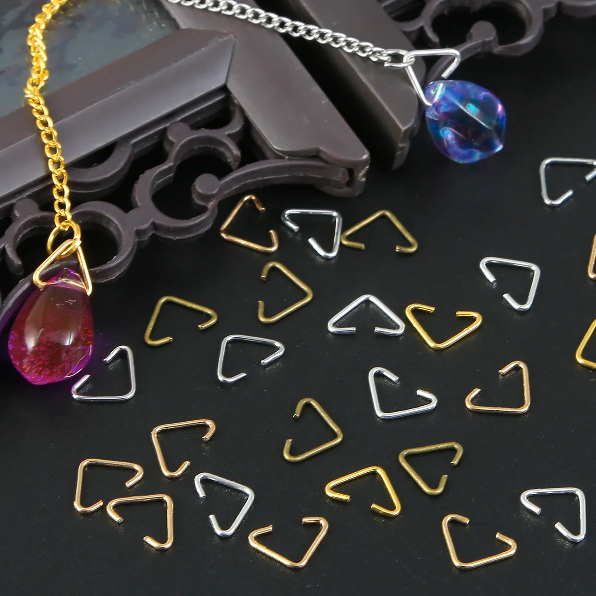 

Застежка-молния с треугольными петлями, 20 шт., соединительные кольца с разрезом, застежки для ювелирных изделий, крючки для поделок, аксессу...