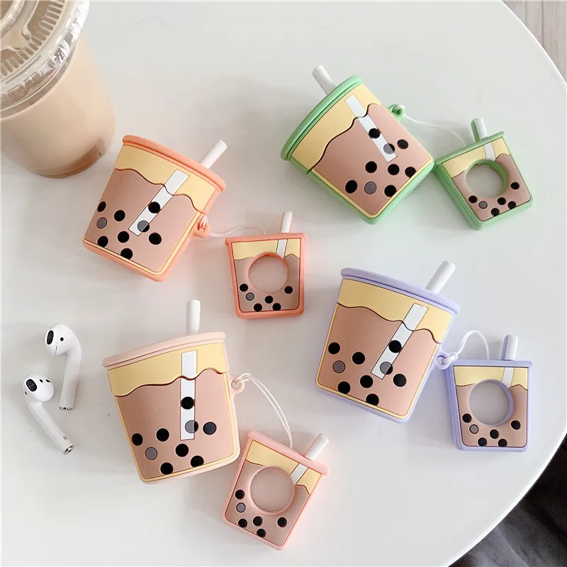 

For Airpods Pro Case 3D Bubble Tea Cute Soft Silicone Earphone Cases for Apple Air Pods 1 2 Wireless Charging Box Airpods Cover
