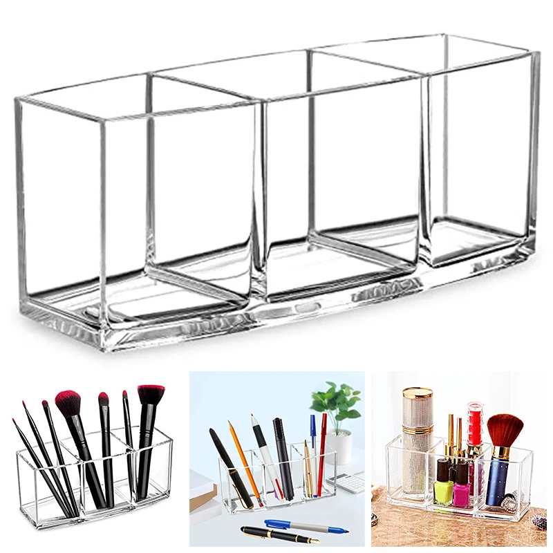 

1 шт. прозрачный 3 сетки карандаш для бровей коробка разделена сетки карандаш для бровей световой короб акриловые макияж инструмент коробка ...