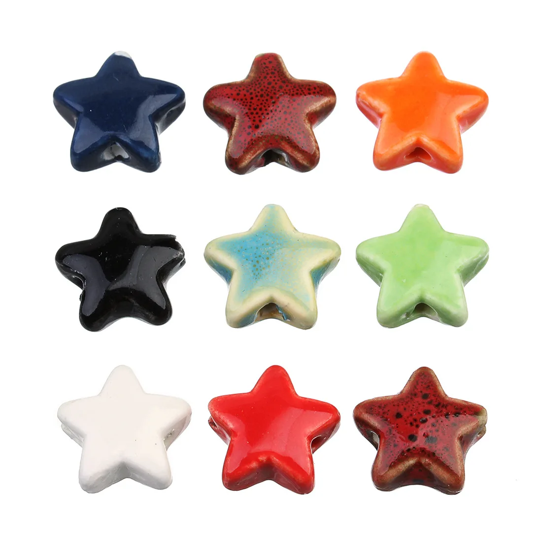 

10Pcs Five-Pointed Star Flower Glazed Ceramic Beads For DIY Bracelet Jewelry Making Accessory Perles Loose Spacer Porcelain Bead