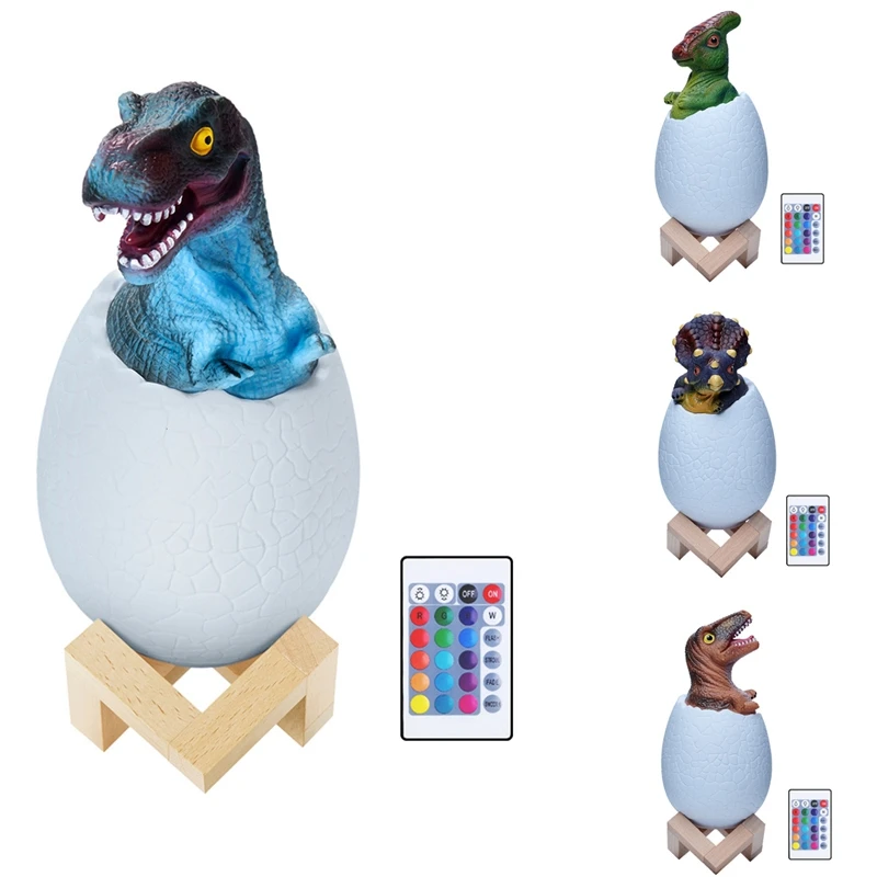

3D Printed Press Sensor LED Night Light 16 Colors Dinosaur Egg Bedside