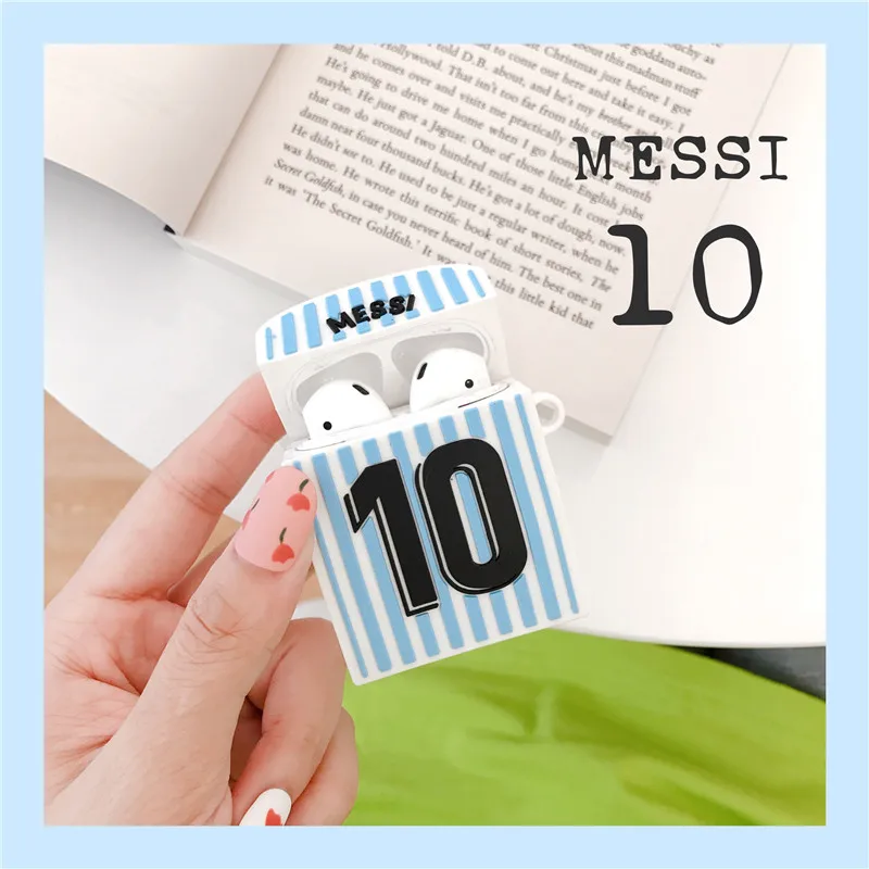 Чехол для наушников Cool Football Argentina Messi No. 10 трикотажные чехлы Apple Airpods 1/2 силиконовый